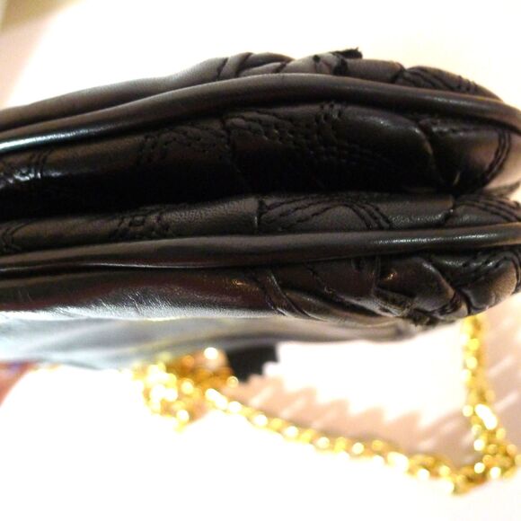 Vintage Y2K Juicy Couture Leather Pull Chain Crossbody Bag - Black/Gold - Picture 10 of 11